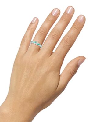 Emerald (1/5 ct. t.w.) & Diamond (1/5 ct. t.w.) Swirl Band in Sterling Silver (Also in Ruby & Sapphire)
