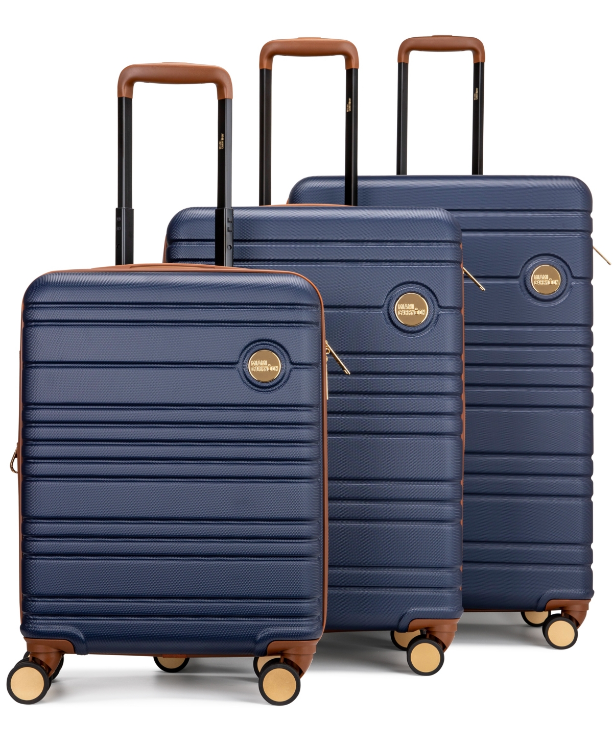 Brickell 3 Piece Expandable Retro Spinner Luggage Set - Navy