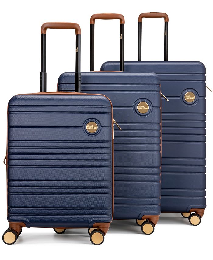  Miami CarryOn Brickell 3 Piece Expandable Retro Spinner Luggage  Set (Navy)