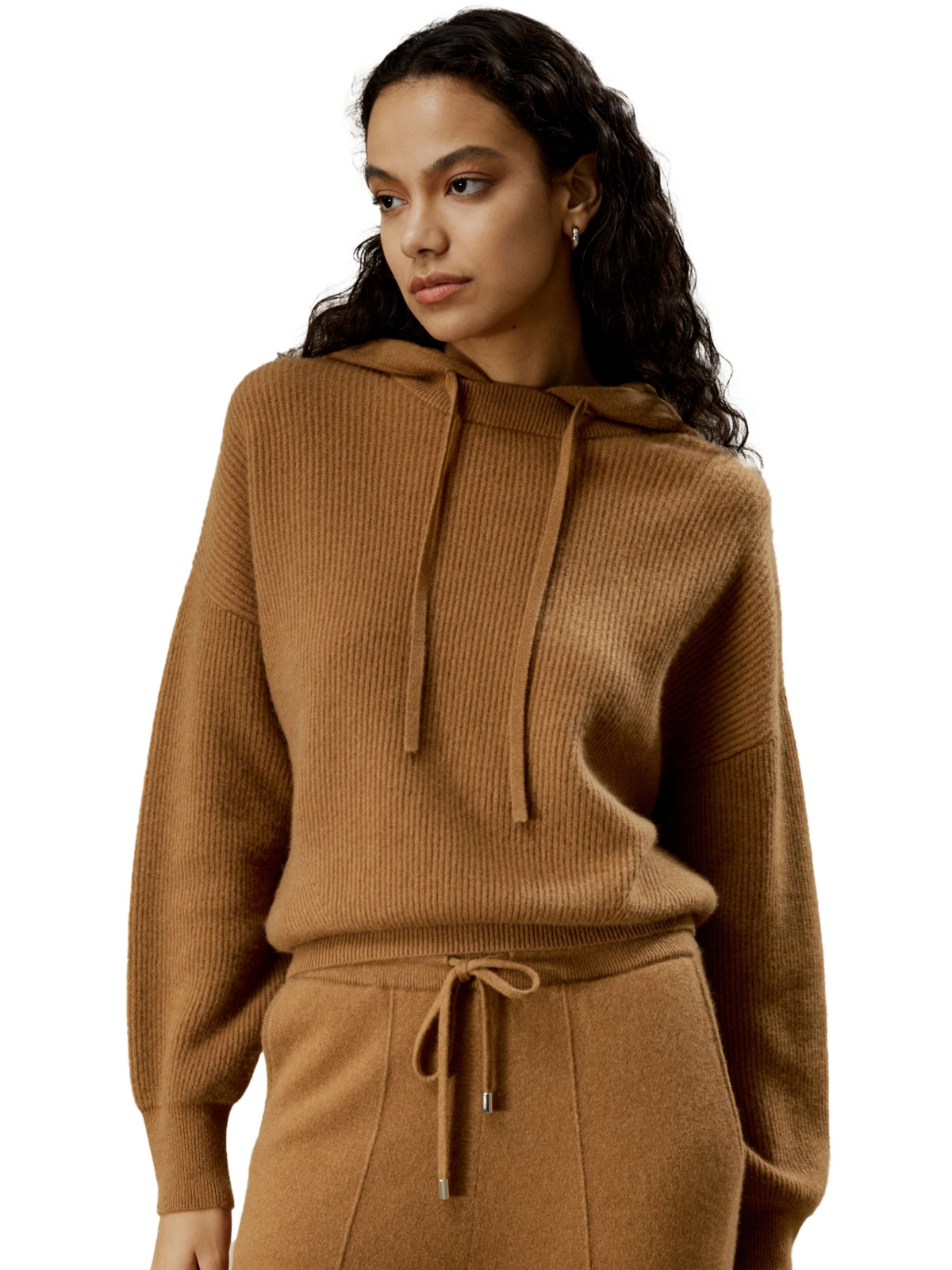 Women's 100% Cashmere Detachable Hoodie for Women - Toffee