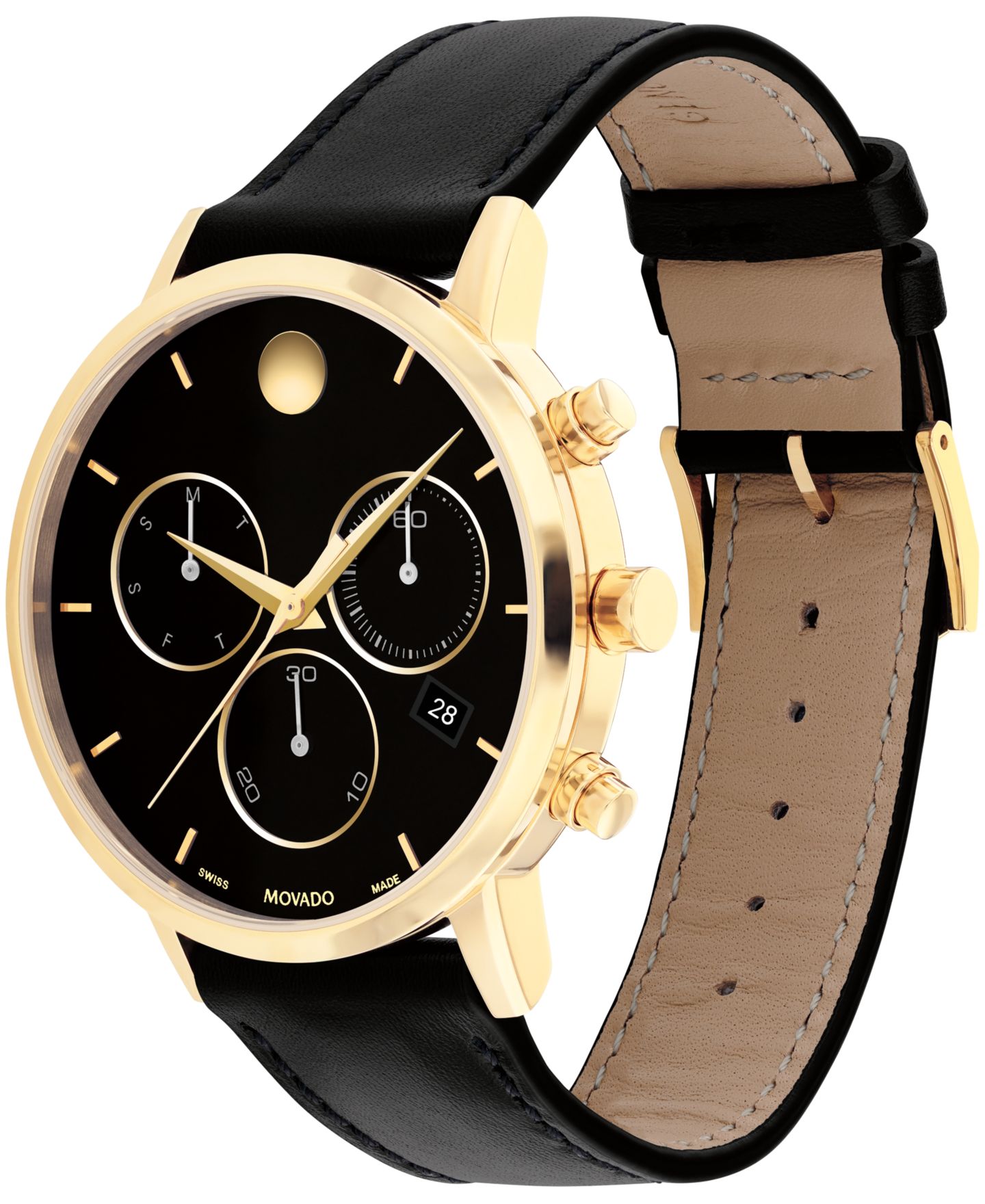 Мужские часы Movado Museum Classic Swiss Quartz Chronograph Black Leather Watch 42mm — фото 2