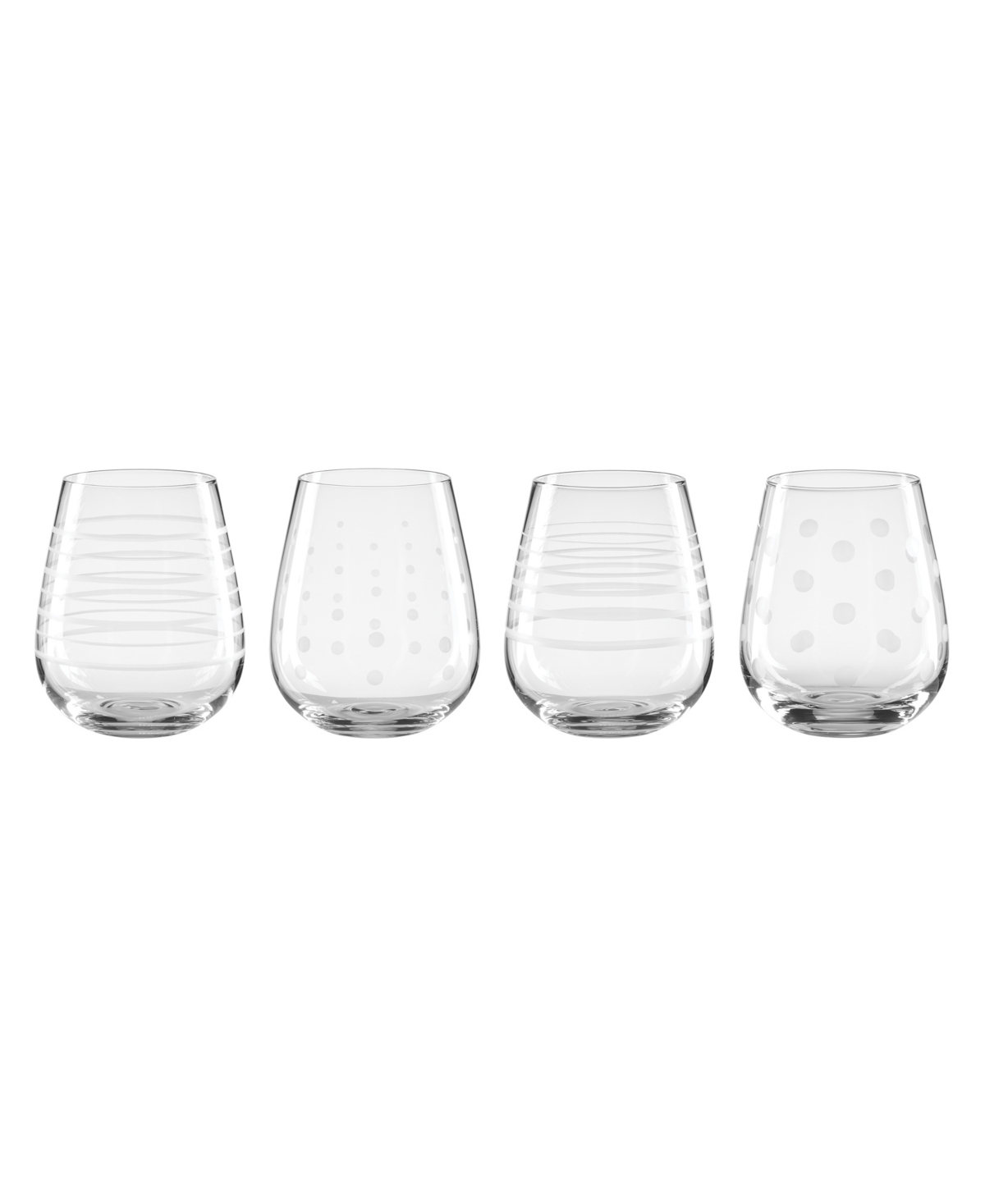 Oneida Mingle Stemless Wine Glasses, Set Of 4 In Clear And No Color