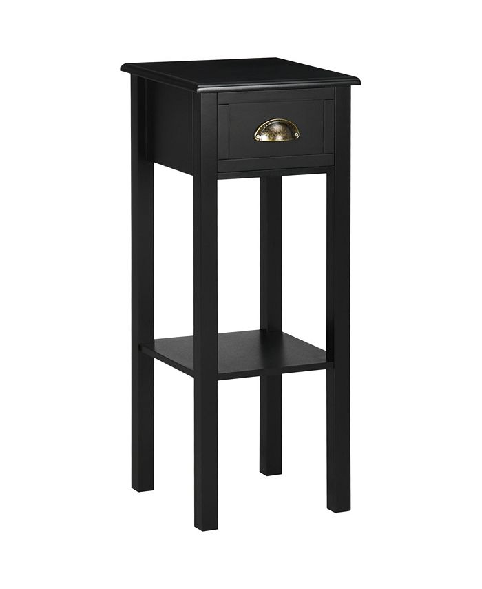 2Tier Side Table with Drawer Shelf, End Table, Black Macy's