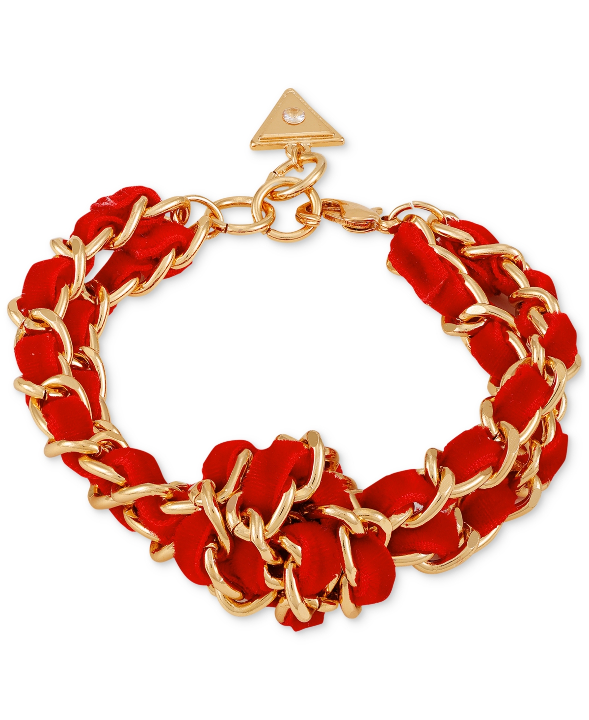 Guess Velvet Woven Knotted Statement Bracelet In Red
