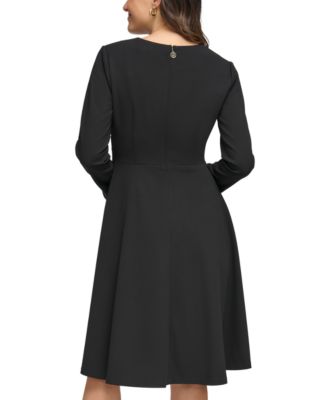 green emerald velvet dress Tommy Hilfiger Women's Scuba Crepe Fit & Flare Dress, Ivory/Black, 8 at  Amazon Women's Clothing store main image 0