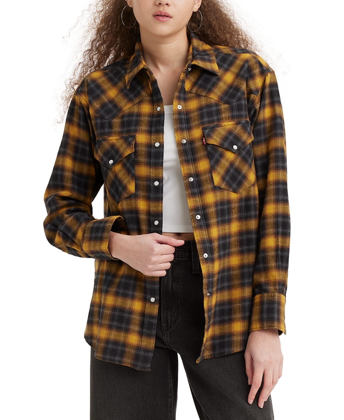 Levi's Women's Dylan Relaxed Oversized Western Shirt In Linda Plaid Chai Tea