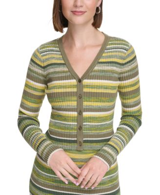Calvin Klein Jeans - Women's Spacedye Stripe V-Neck Cardigan