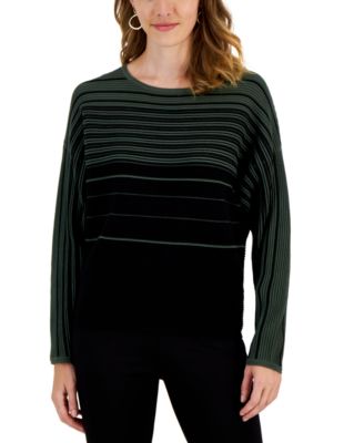 T Tahari - Women's Ribbed Drop-Shoulder Boat-Neck Sweater