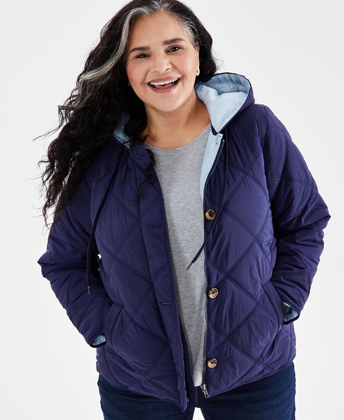 Style & Co Plus Size Quilted Hooded Jacket, Created for Macy's - Macy's