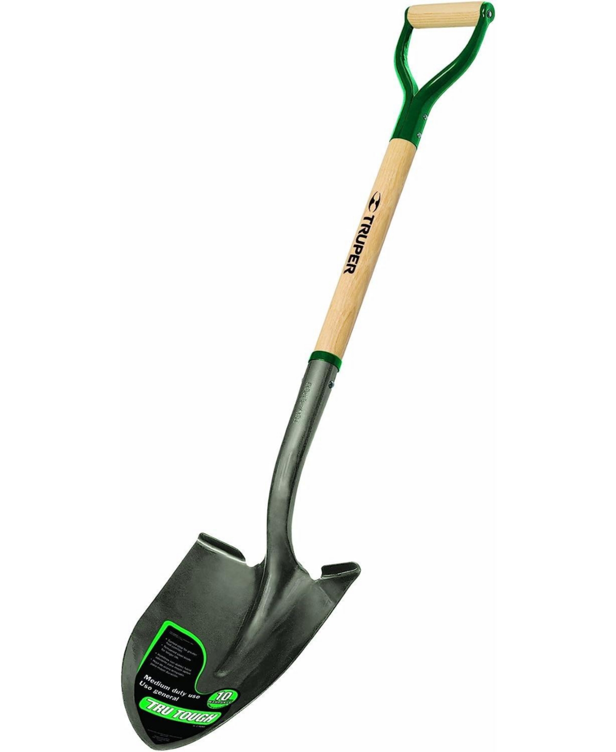 Garden Pro Round Point Shovel with Off-Set Cushioned D-Handle, 30 Inch - Multi