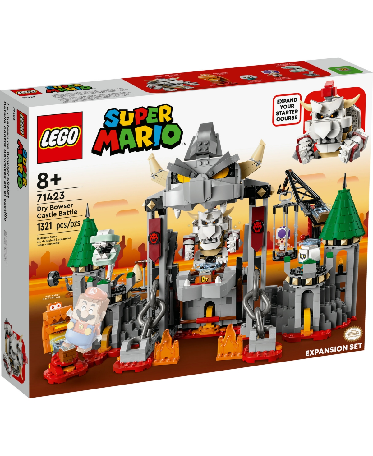 Shop Lego Super Mario 71423 Dry Bowser Castle Battle Expansion Toy Building Set In Multicolor