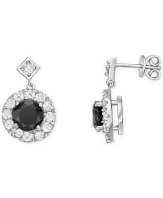 Macy's - Sapphire (2-1/10 ct. t.w.) & White Topaz (1-1/20 ct. t.w.) Halo Drop Earrings in Sterling Silver