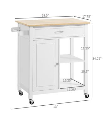 Wooden Kitchen Serving Storage Cart Serving Cabinet with Shelves