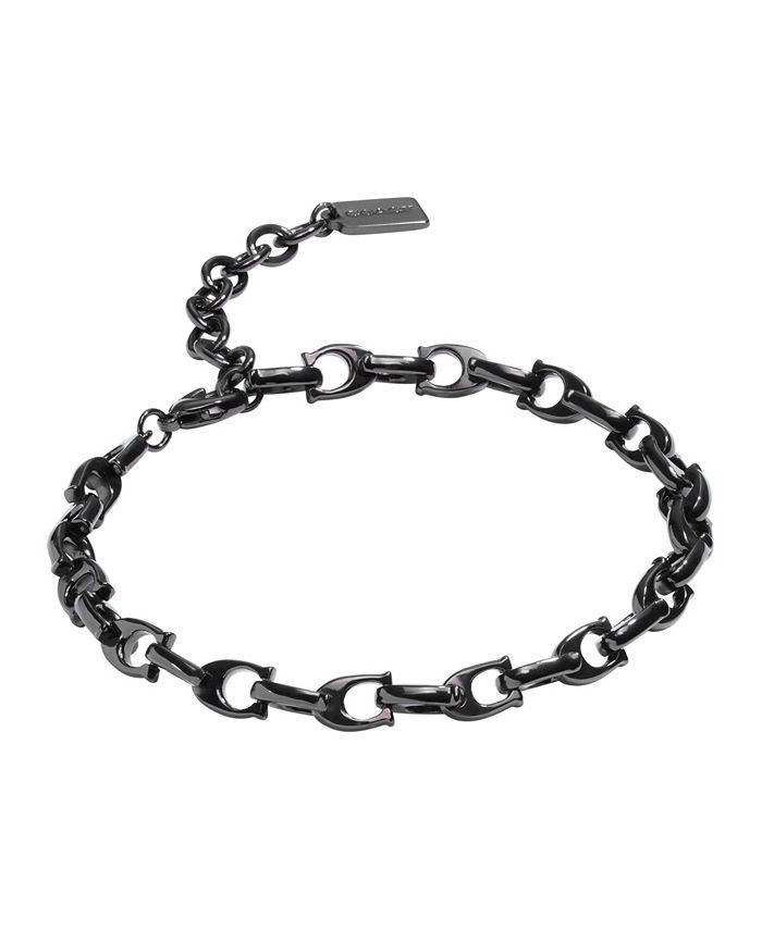 COACH Black Signature Sculpted C Link Bracelet - Macy's