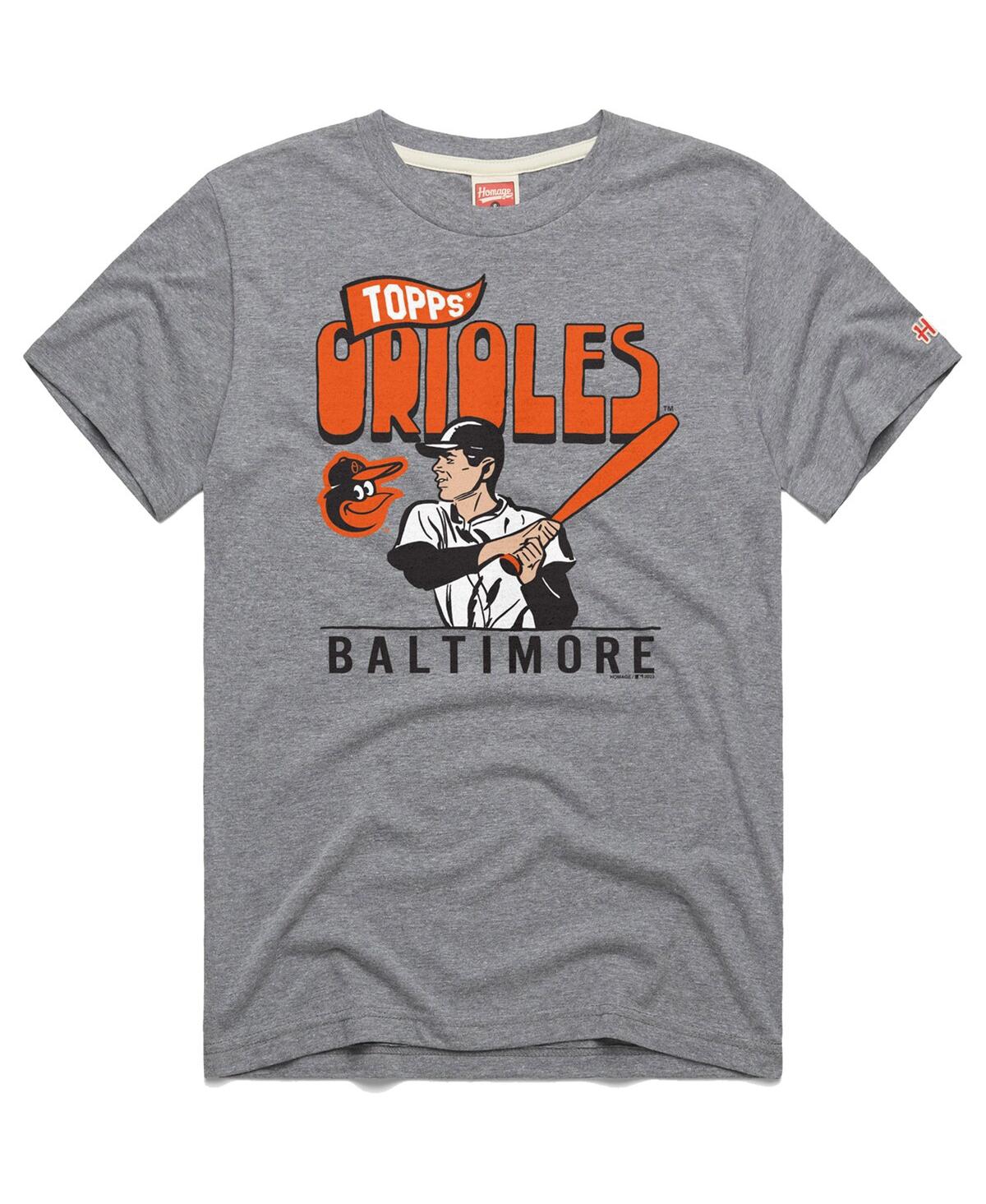 Homage Men's  X Topps Gray Baltimore Orioles Tri-blend T-shirt