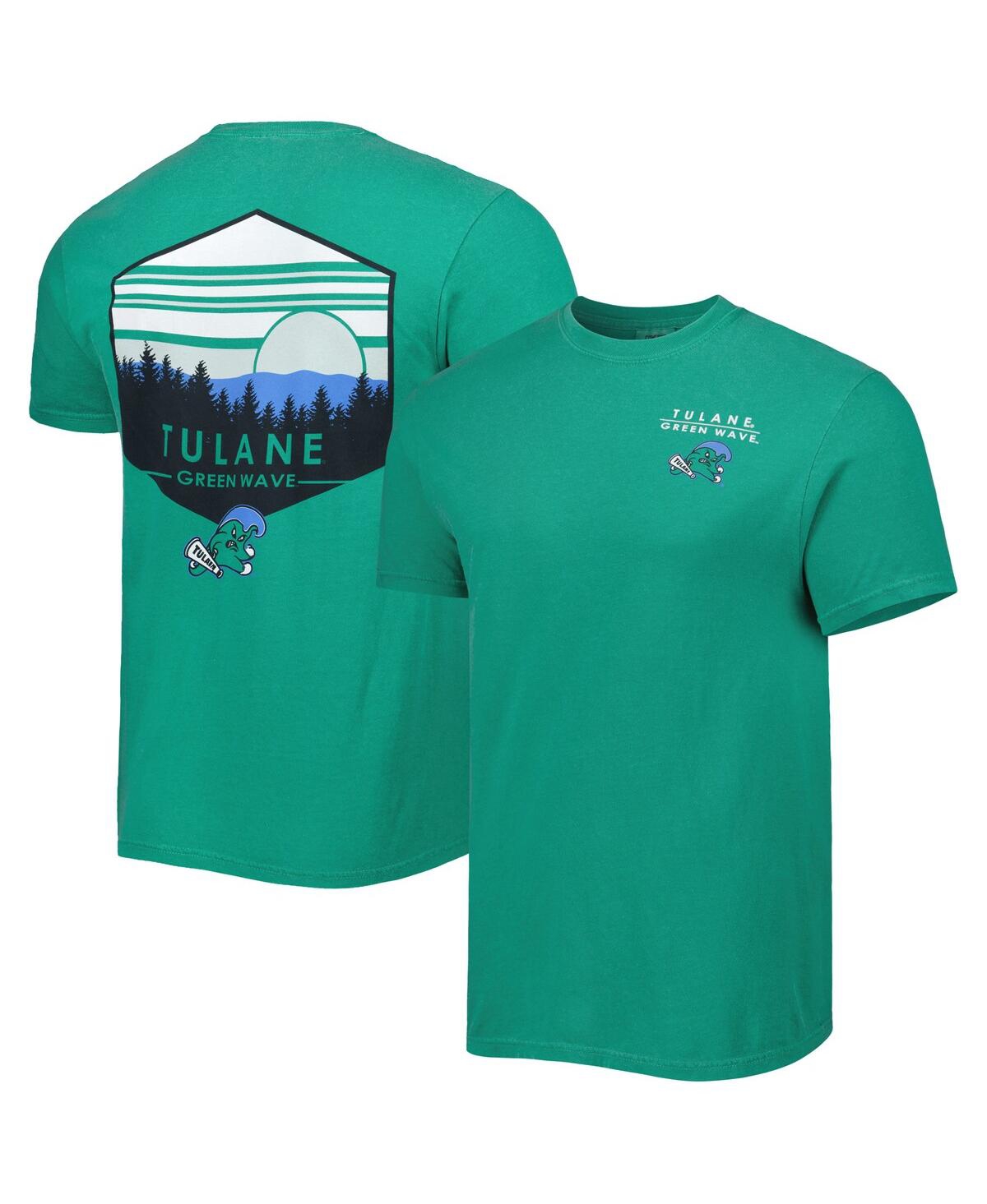 Image One Men's Green Tulane Green Wave Landscape Shield T-shirt