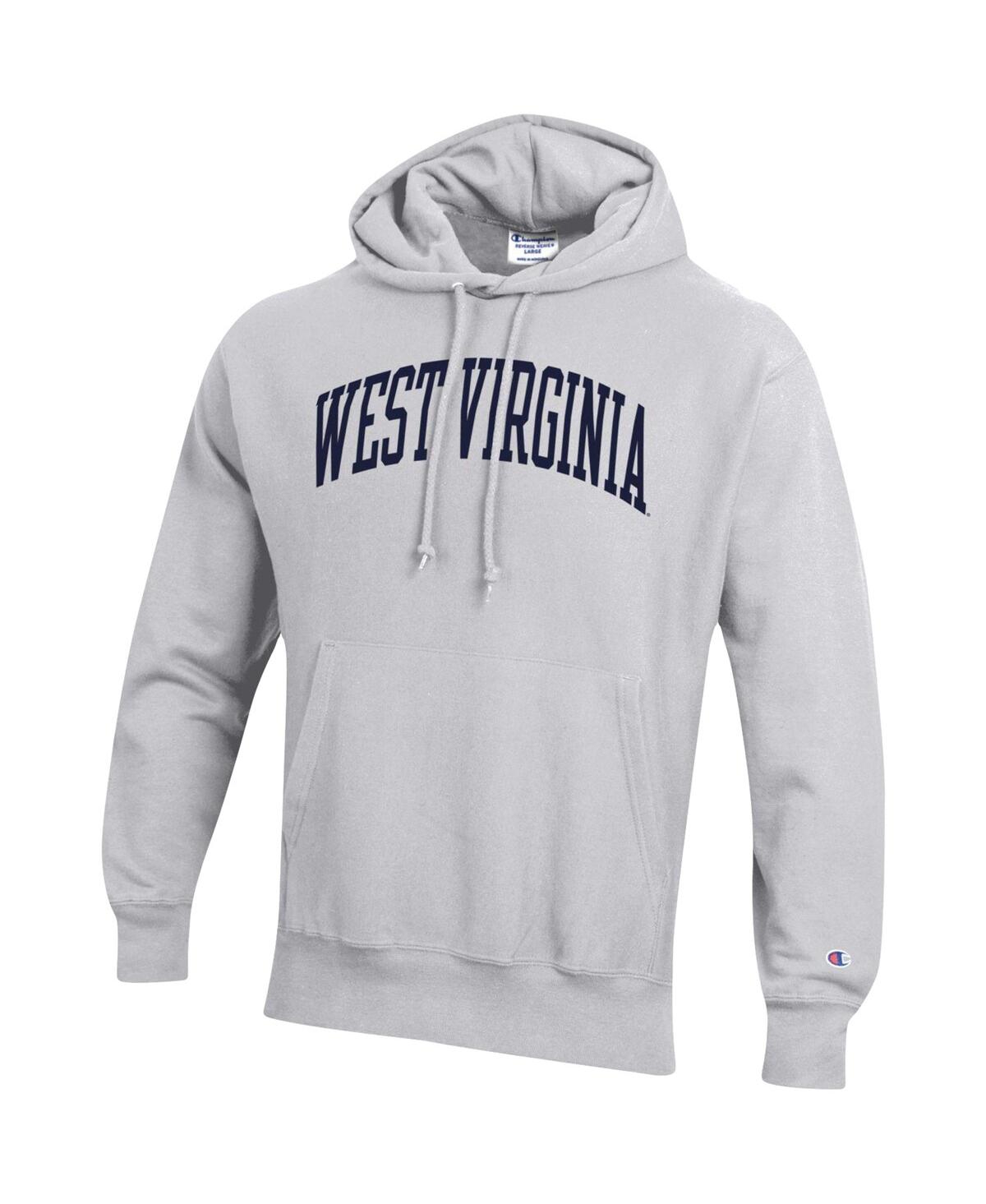 Men's ChampionWest Virginia Mountaineers Team Arch Reverse Weave Pullover Hoodie - Heathered Gray