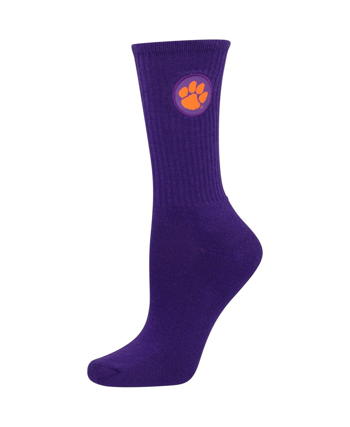 Shop Zoozatz Women's  Purple, White Clemson Tigers 2-pack Quarter-length Socks In Purple,white