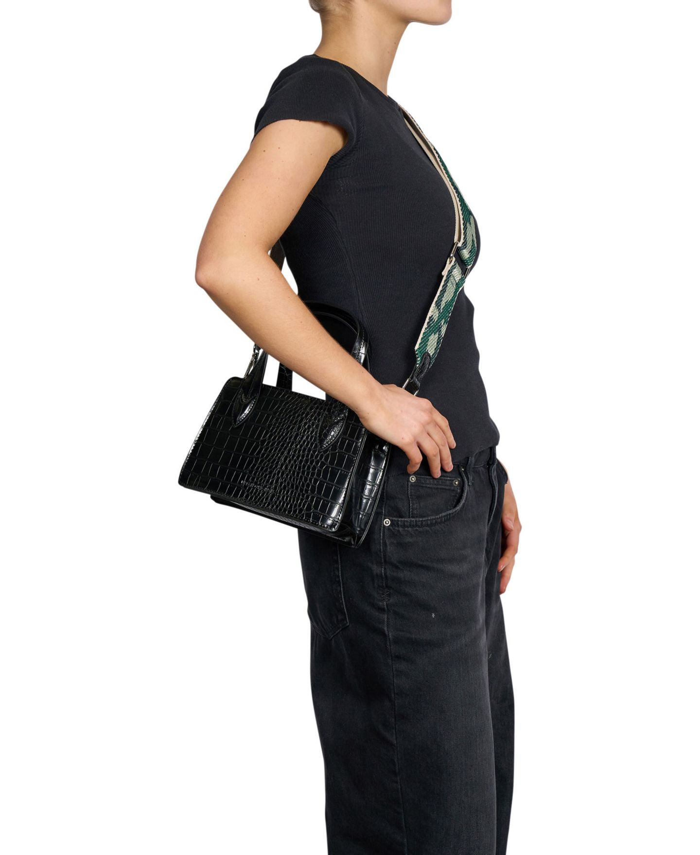 Женская сумка Urban Originals August Croc-effect Faux Leather Crossbody, цвет: Чёрный — фото 6