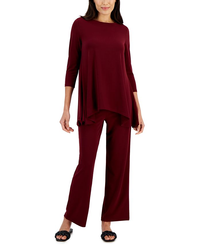 Jm Collection Womens 3 4 Sleeve Knit Top Wide Leg Pull On Pants
