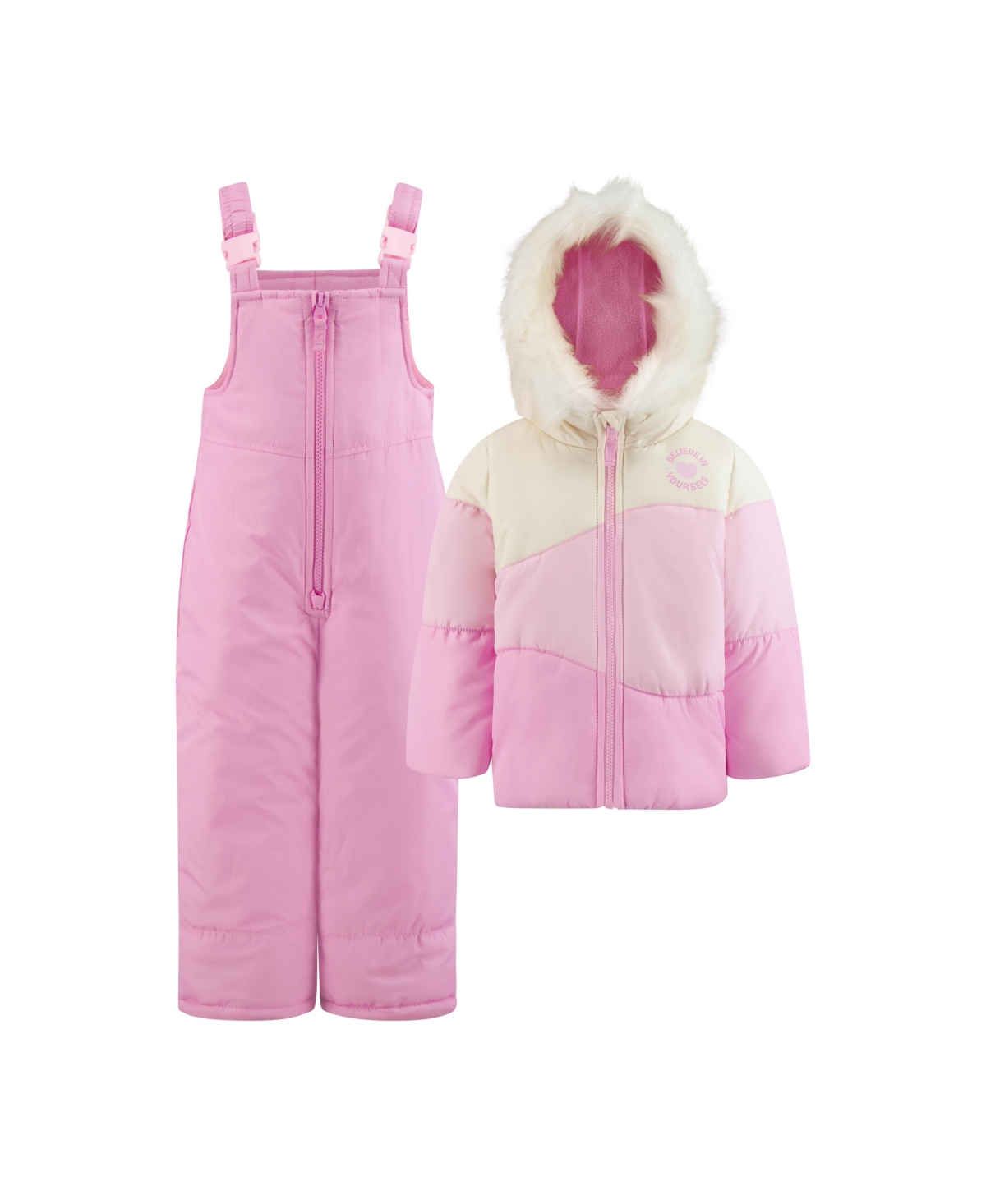 London Fog Little Girls Colorblock Snowsuit In Pink