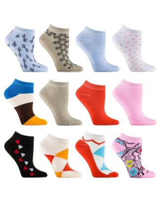 Women's Multicolor Contoured Ankle Socks 12 Pack