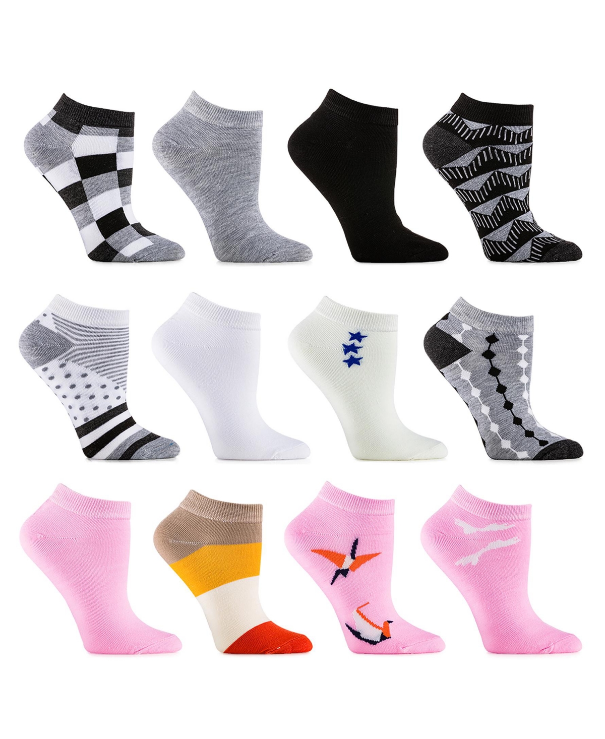 Womens Multicolor Ankle Socks 12 Pack - Full bloom