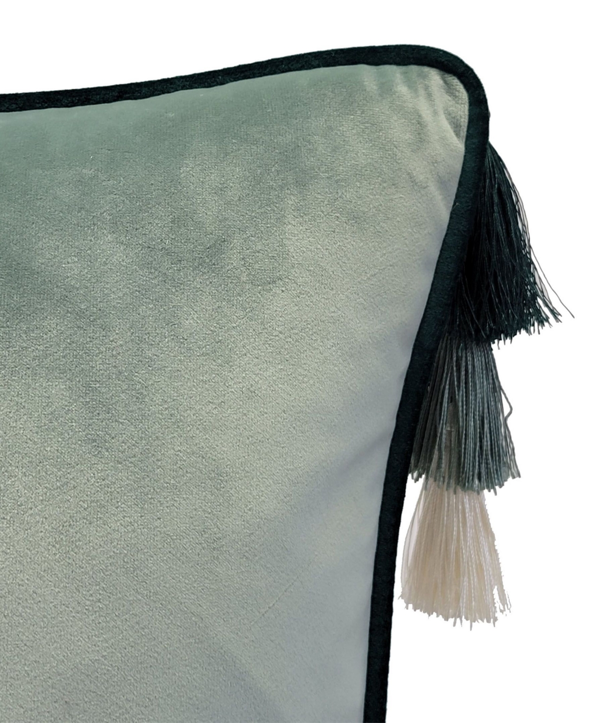 Ediehome Velvet Reversible Tassel Decorative Pillow, 18" X 18" In Green