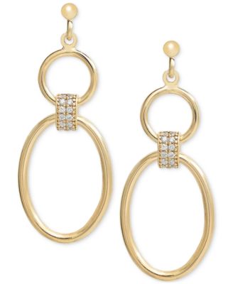 Macy's - Diamond Open Oval Drop Earrings (1/5 ct. t.w.) in 14k Gold-Plated Sterling Silver