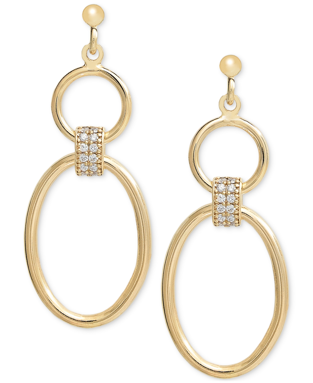 Macy's Diamond Open Oval Drop Earrings (1/5 Ct. T.w.) In 14k Gold-plated Sterling Silver