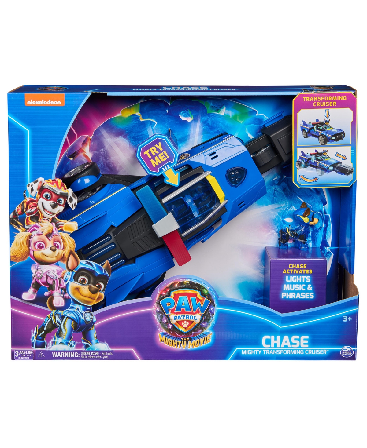 Shop Paw Patrol The Mighty Movie, Chase's Mighty Converting Cruiser With Mighty Pups Action Figure, Lights And Sound In No Color
