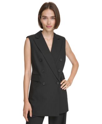 Calvin Klein - Women's Double-Breasted Pinstripe Vest