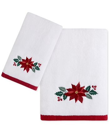 Christmas Poinsettia 3 Piece Towel Sets, 1 Bath Towel 30x60 inch