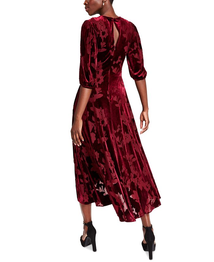 Calvin Klein Women's Velvet Burnout A-Line Midi Dress - Macy's