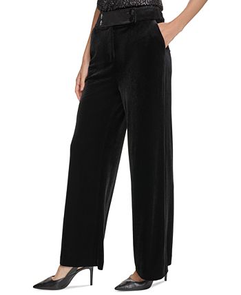 Calvin Klein Women s Velvet High Rise Wide Leg Pants Macy s