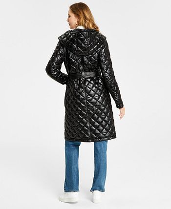 Michael Kors Women s Hooded Belted Quilted Coat Macy s