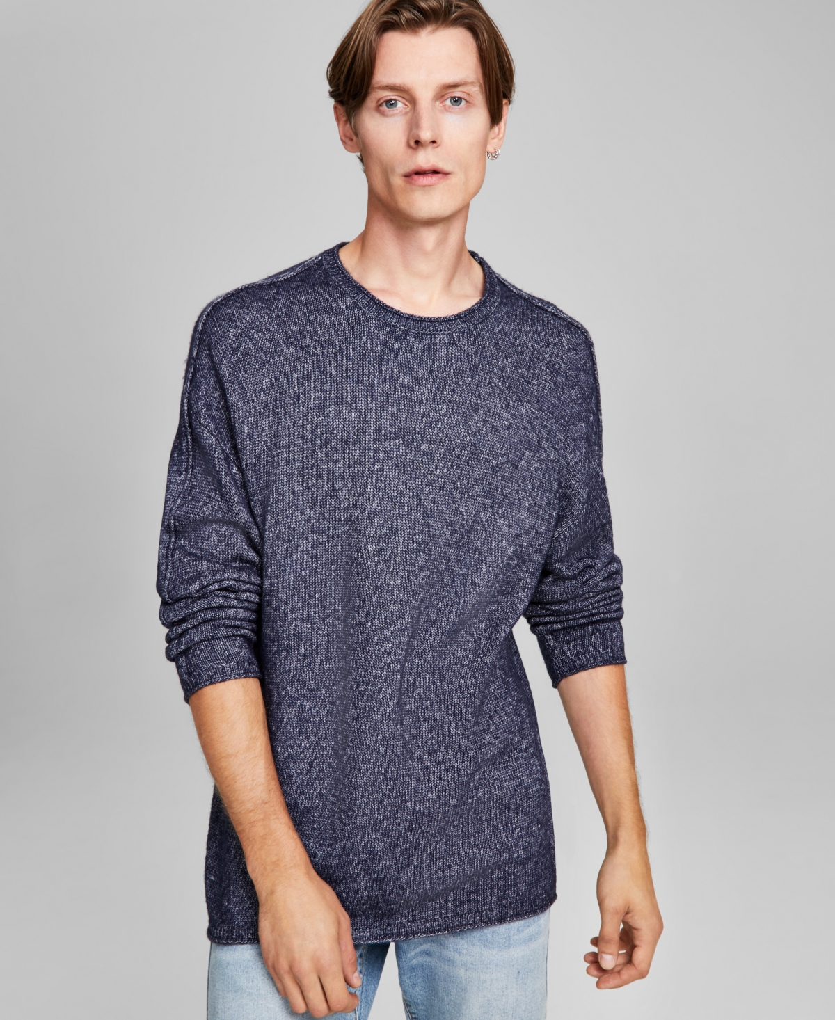 Shop And Now This Men's Alternative Regular-fit Stonewashed Crewneck Sweater, Created For Macy's In Moonlight