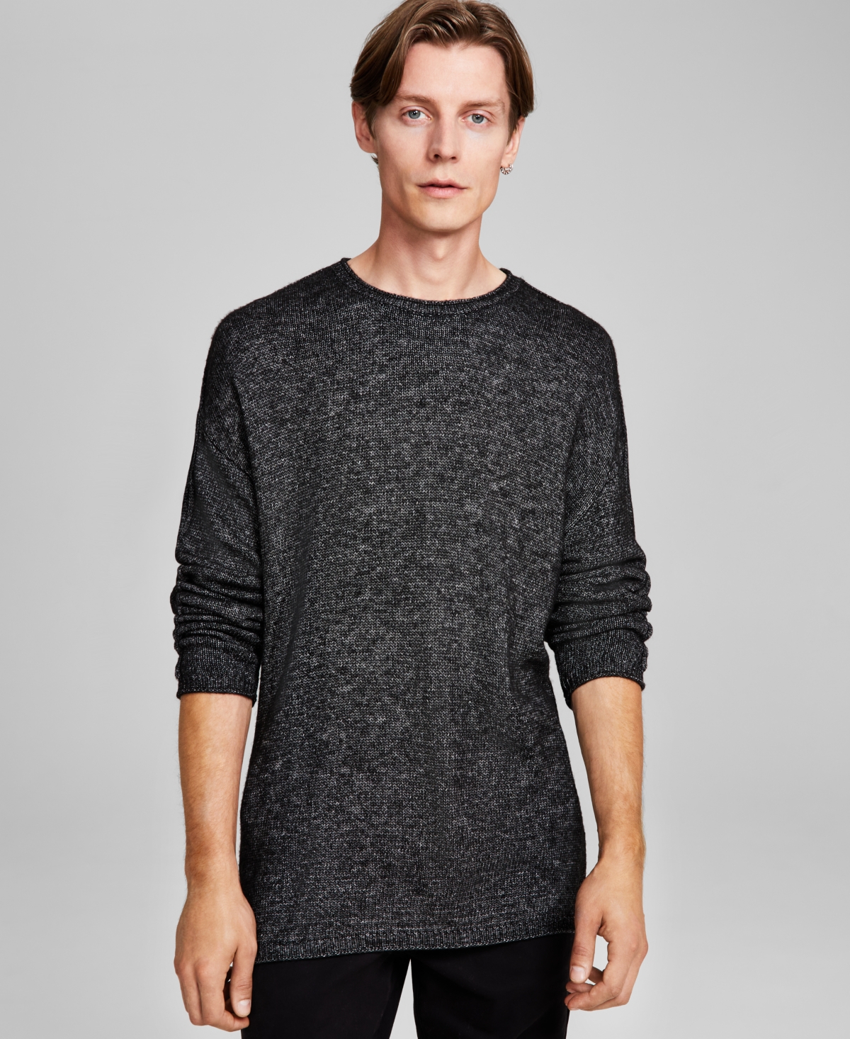 Men's Alternative Regular-Fit Stonewashed Crewneck Sweater, Created for Macy's - Black