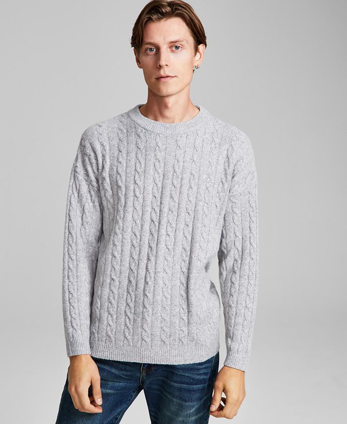 And Now This Men's Regular-Fit Cable-Knit Crewneck Sweater, Created for ...