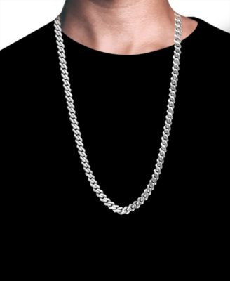 Men's Cubic Zirconia-Accented Curb Link 24" Chain Necklace in Stainless Steel