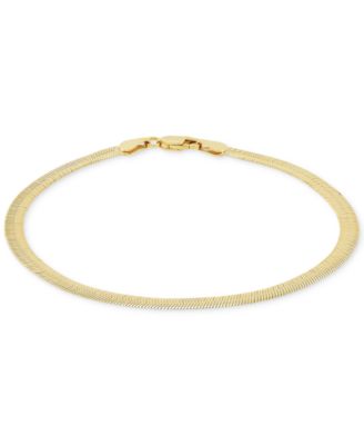 Men's Polished & Beveled Herringbone Link Chain Bracelet in 18k Gold-Plated Sterling Silver &&nbsp;Sterling Silver 