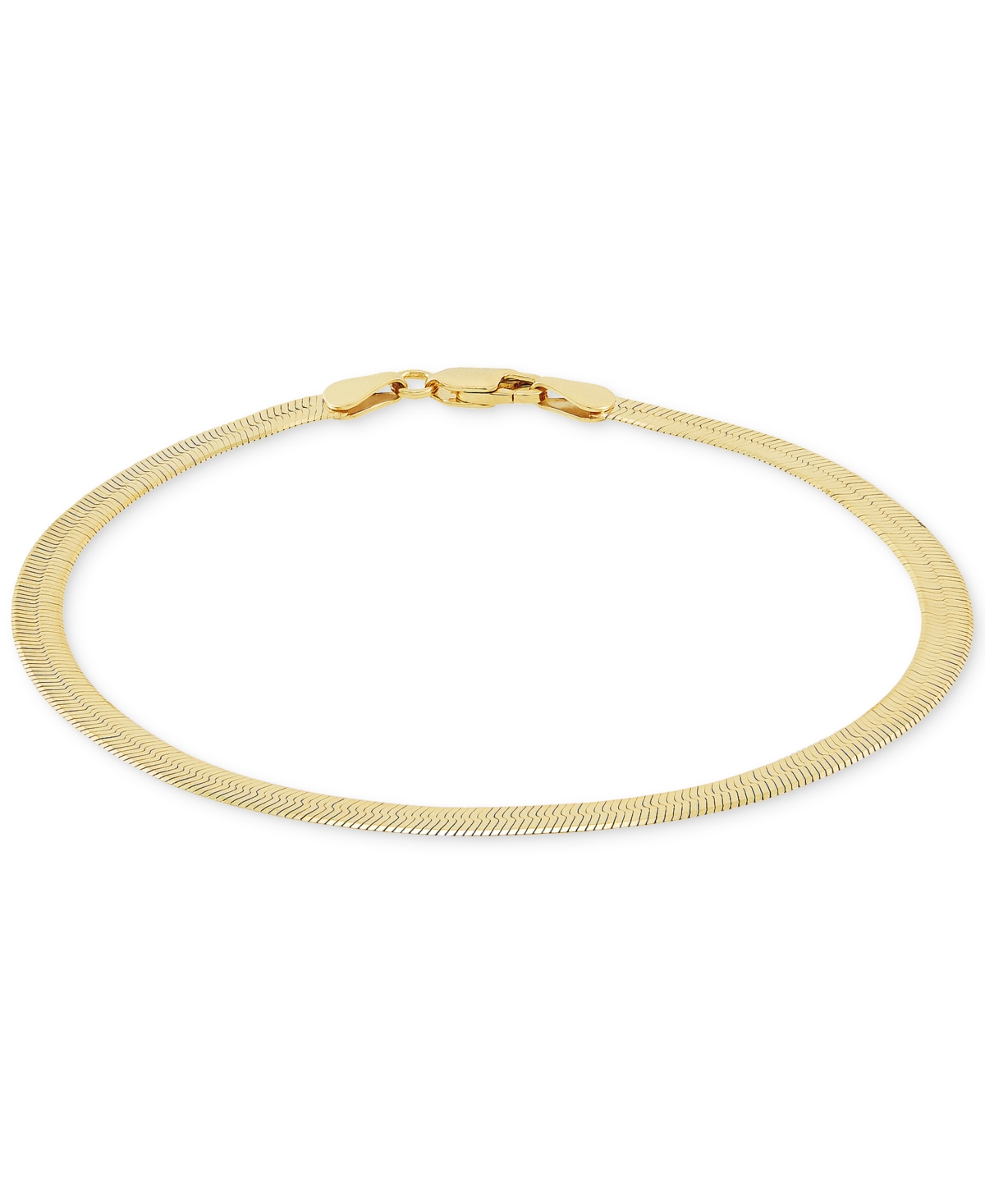 Men's Polished & Beveled Herringbone Link Chain Bracelet in 18k Gold-Plated Sterling Silver &Sterling Silver