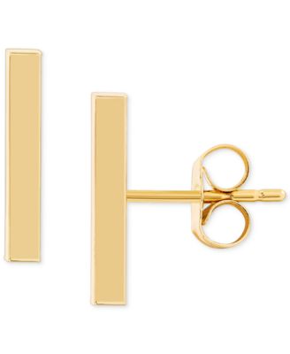Italian Gold - Polished Stick Stud Earrings in 10k Gold