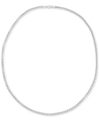 Rounded Box Link 24" Chain Necklace in Sterling Silver
