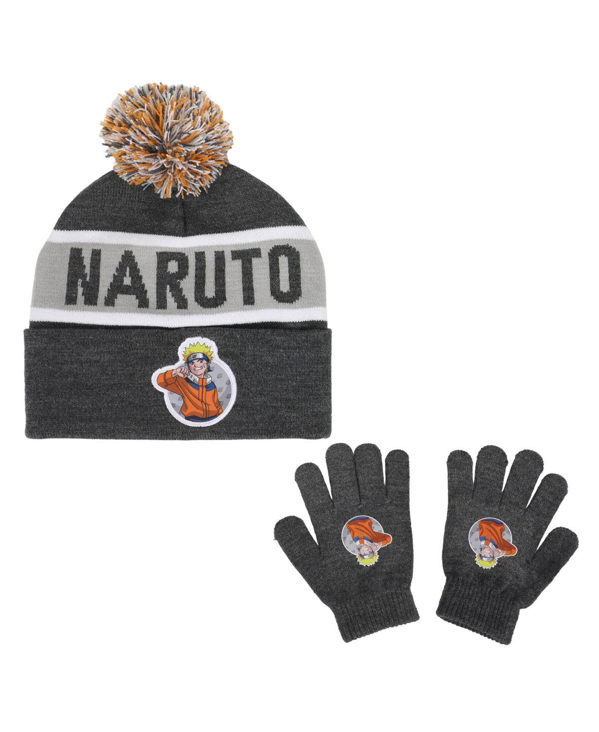 Bioworld Big Boys Naruto Rib Knit Hat And Gloves Set, 2 Piece In Gray