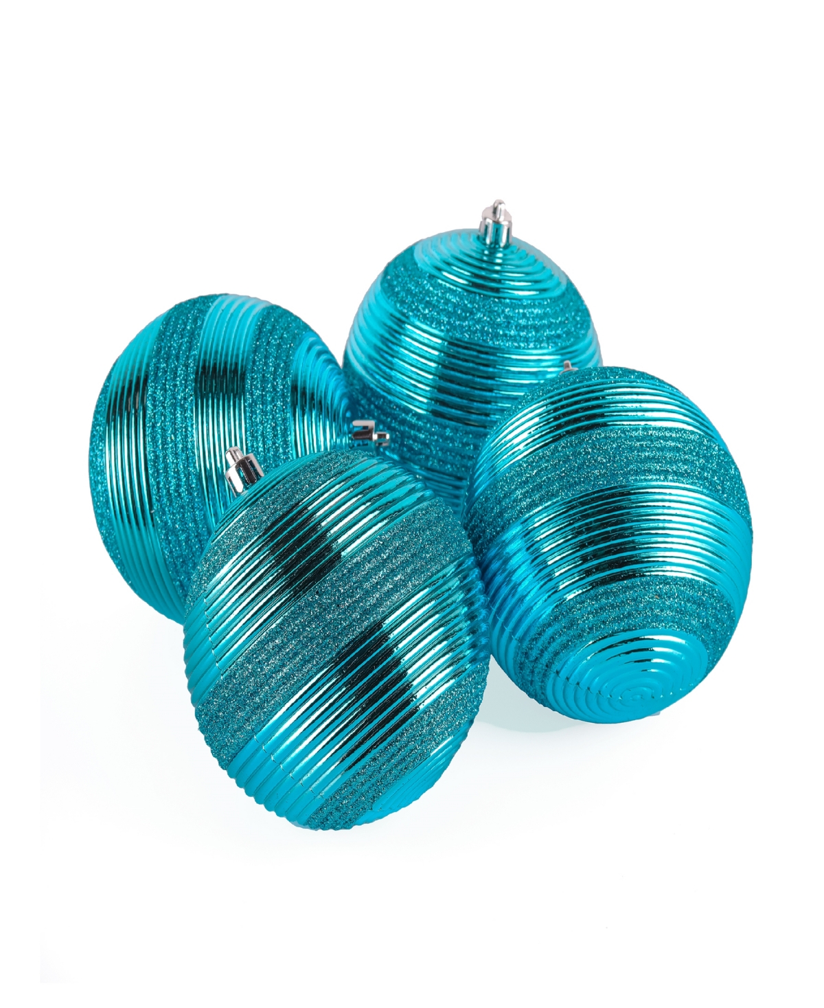 National Tree Company First Traditions 4 Piece Shatterproof Swirling Ornaments In Blue