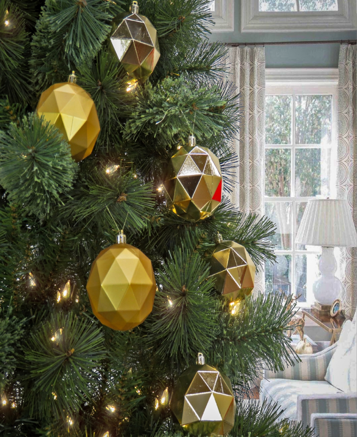 National Tree Company First Traditions 6 Piece Shatterproof Geometric Ornaments In Gold