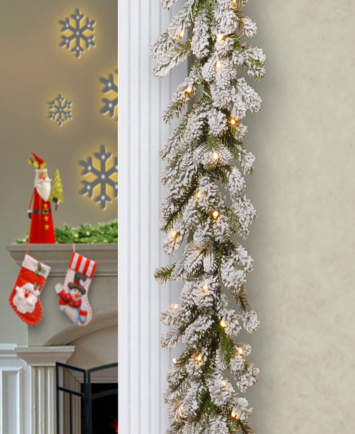 Shop National Tree Company 9' Snowy Sheffield Spruce Garland With Twinkly Led Lights In Green