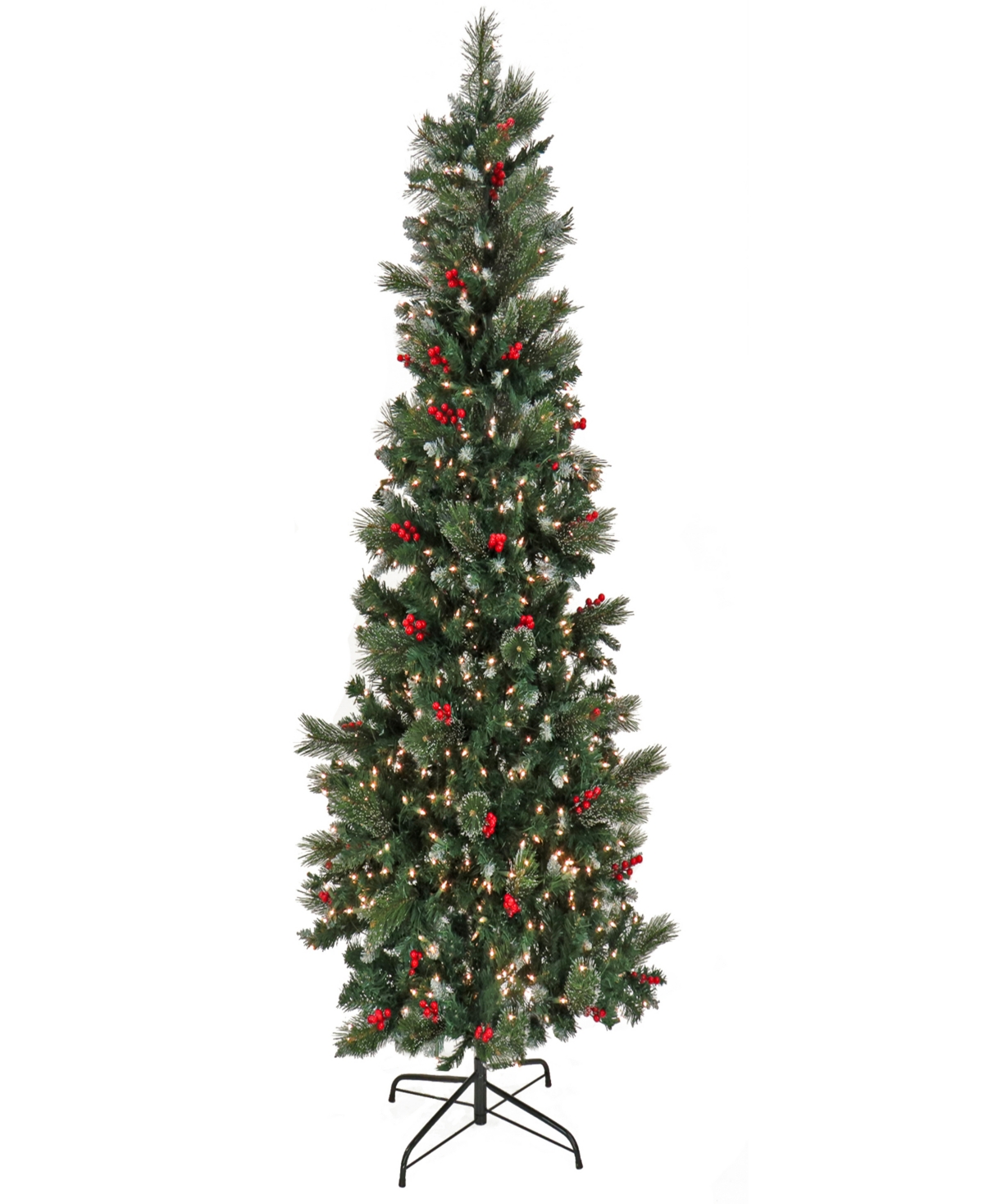 National Tree Company 7.5' Pre-lit Artificial Meadowlark Pencil Hinged Tree, 750 Clear Lights- Ul In Green