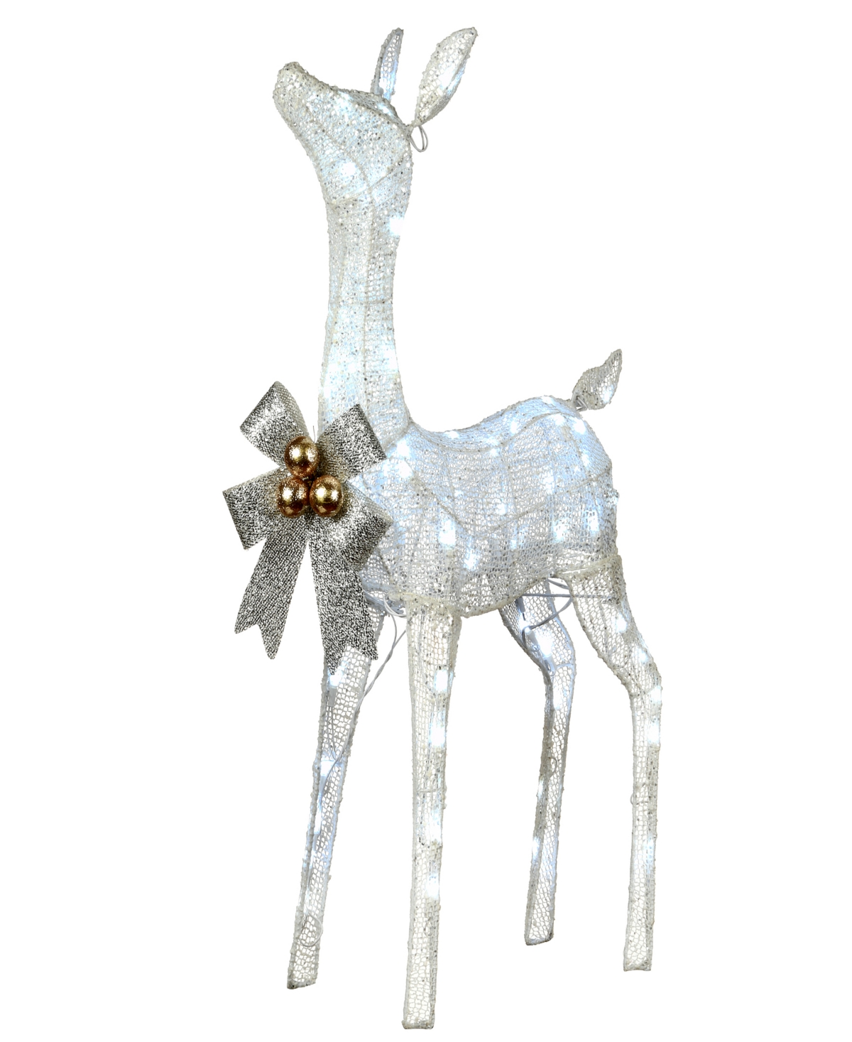 National Tree Company 36" Pre-lit Glittered Fawn In White